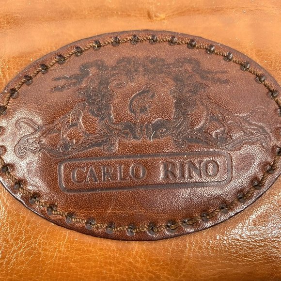 Vintage Carlo Rino Satchel Crossbody Handbag Purse Brown Leather Magnetic Snap - Picture 3 of 7